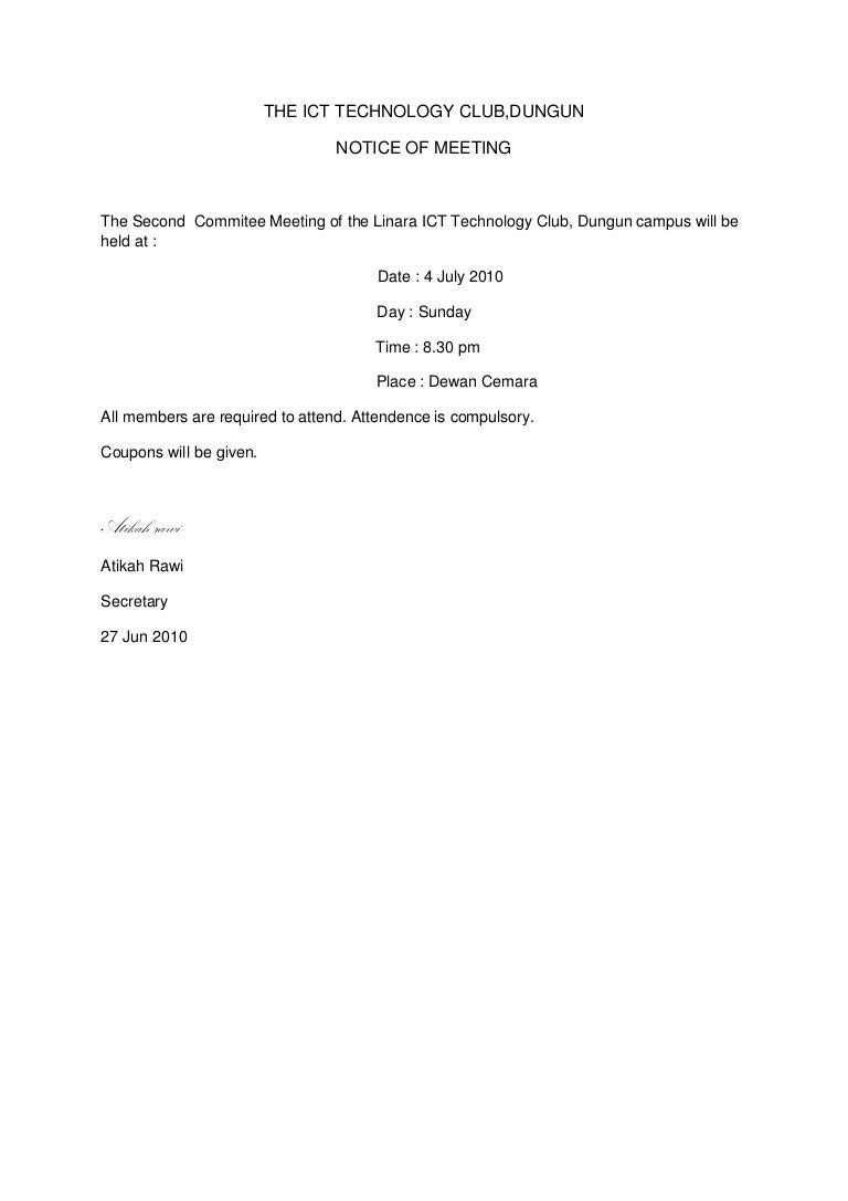 Notice Of Meeting
