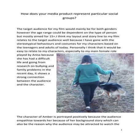 How does your media product represent particular social groups?