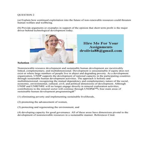 QUESTION 2 (a) Explain how continued exploitation into the future of n.docx