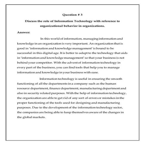 Organizational Behavior Question#3