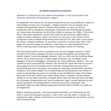 Media Evaluation- Question 4