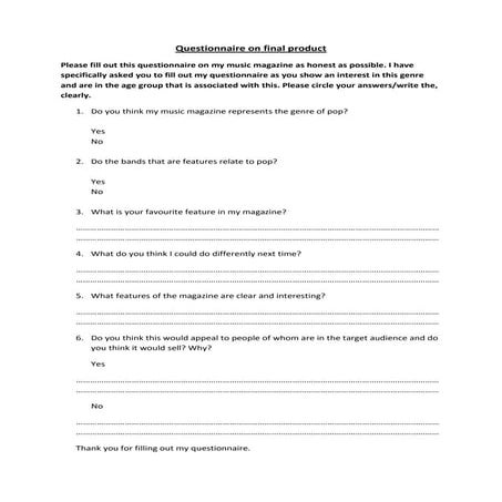 Question 5   questionnaire
