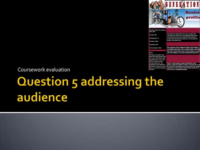 Question 5 addressing the audience