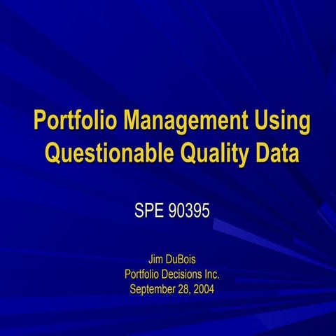 Portfolio Management Using Questionable Quality Data