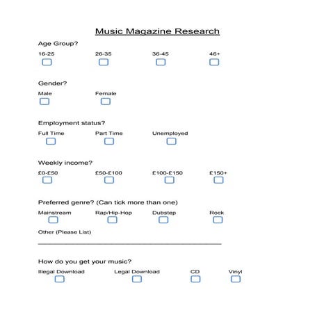 Music magazine research (questionaire) | DOCX