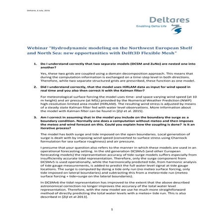 Question and answers webinar hydrodynamic modeling on the northwest european ...