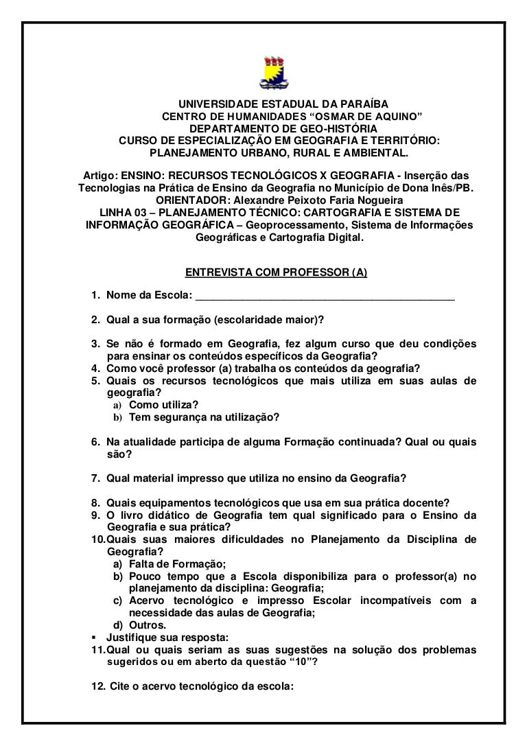 Como Fazer Questionario Para Monografia