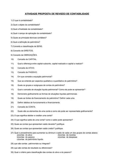 Questionario contabil