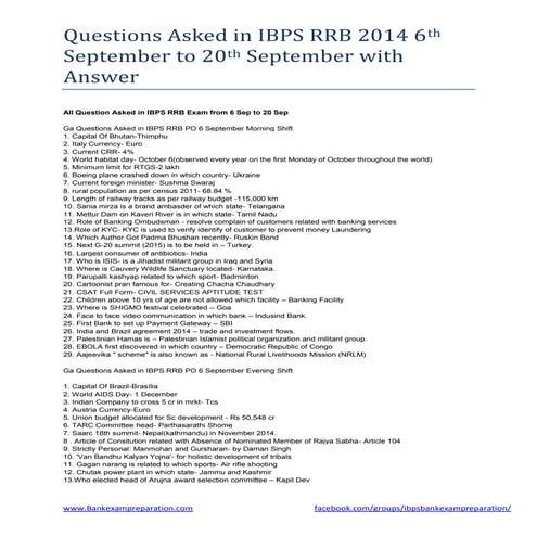 Question asked in ibps rrb 2014 exam with answer | PDF