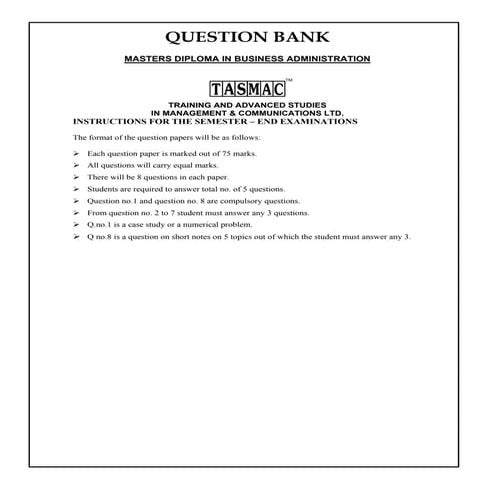 MBA Question Bank