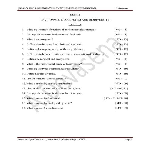 Question Bank Environmental Science And Engine Pdf