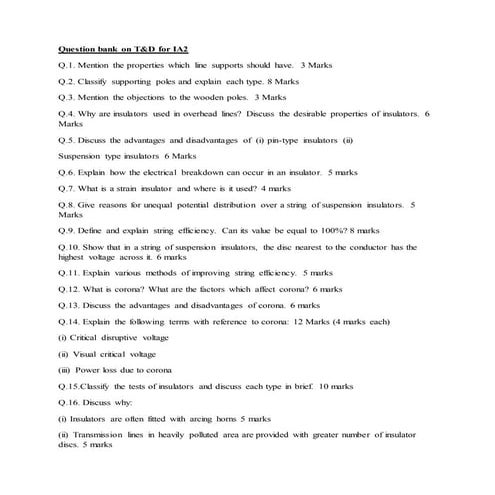 Question bank on t &amp; d