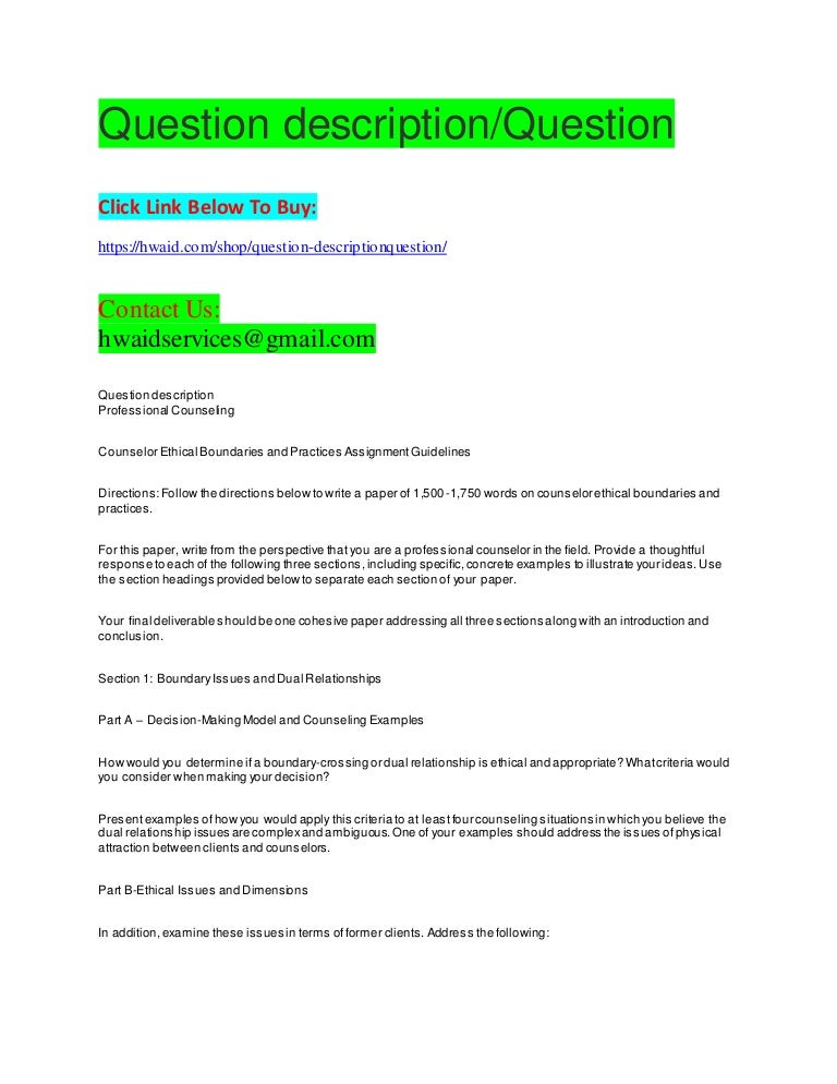 Question description question