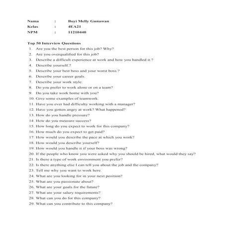 Question for job interviewing