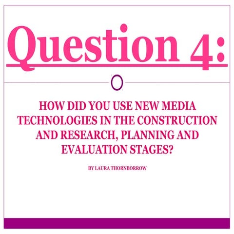 A2 Evaluation: Question Four - How Did You Use New Media technologies in the ...
