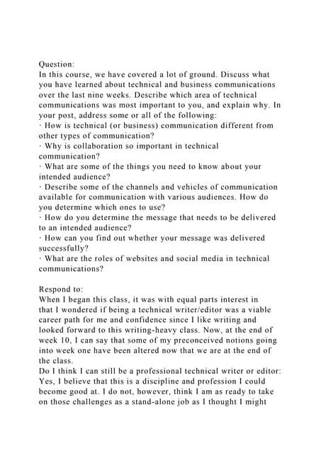 QuestionIn this course, we have covered a lot of ground. Discus.docx