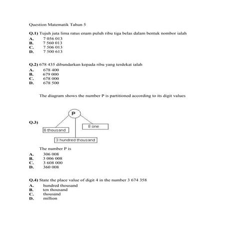 Question matematik tahun 5