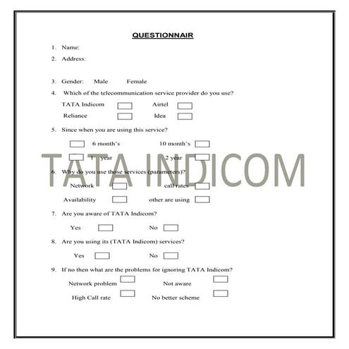 Questionnaire on mobile phones | DOCX