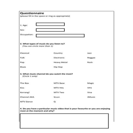 Research - Questionnaire | DOCX