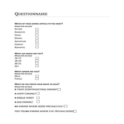 Questionnaire | DOCX