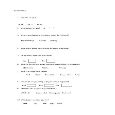 Questionnaire | DOCX