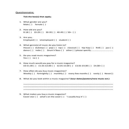 Questionnaire | DOCX