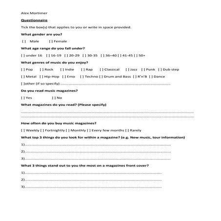 Magazine questionnaire | DOCX