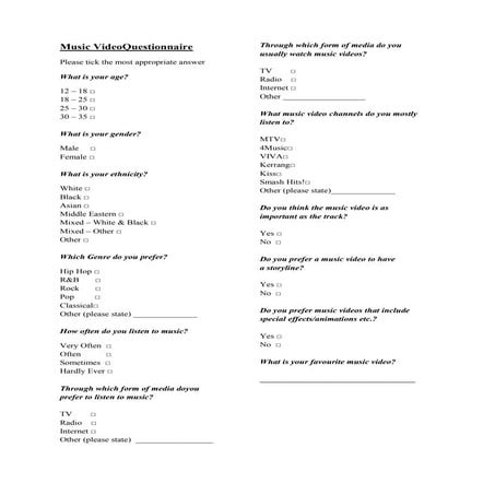 Music video questionnaire | DOCX