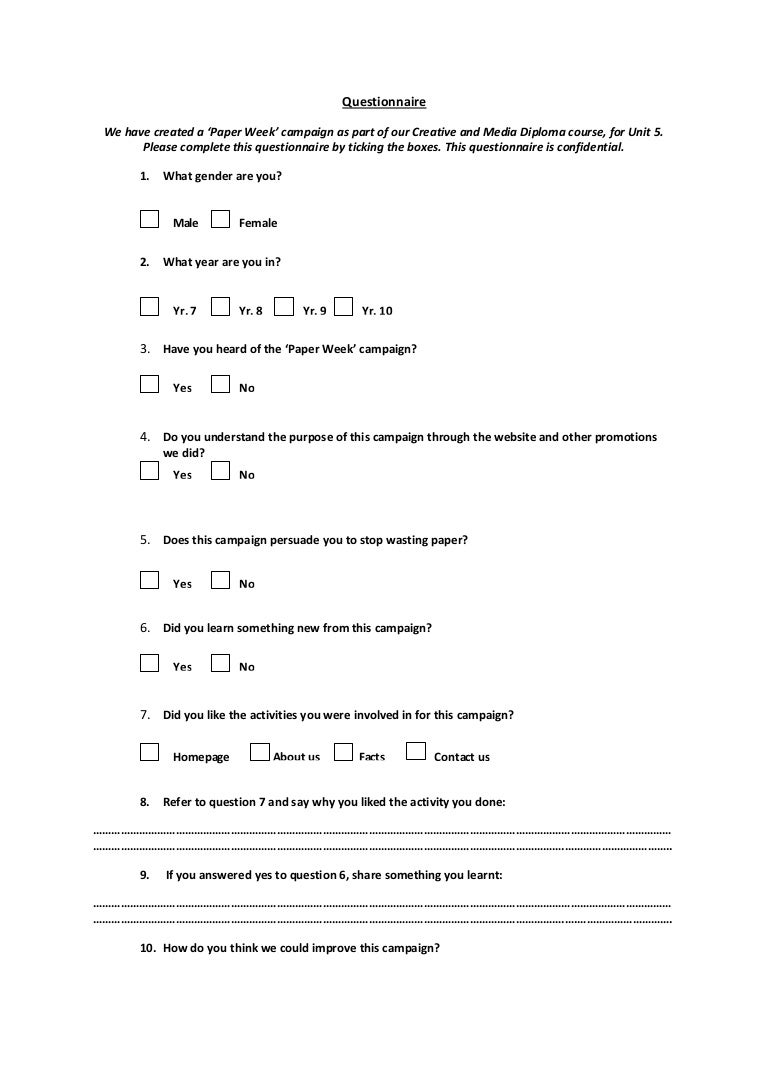 questionnaire for campaign