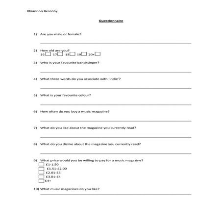 Magazine questionnaire | DOCX