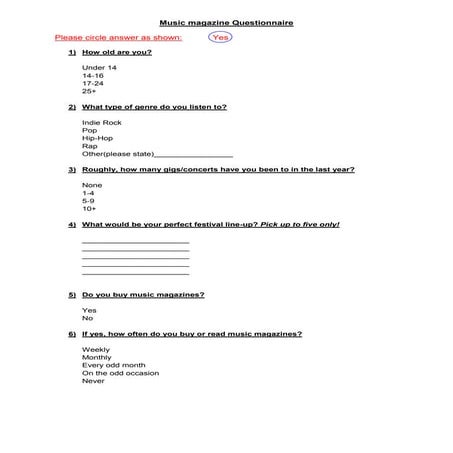 Josh robinson blank questionnaire design | DOCX
