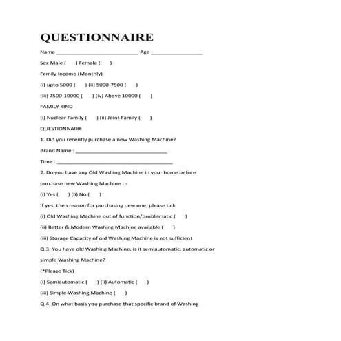 Questionnaire | DOCX