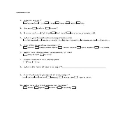 Questionnaire | DOCX