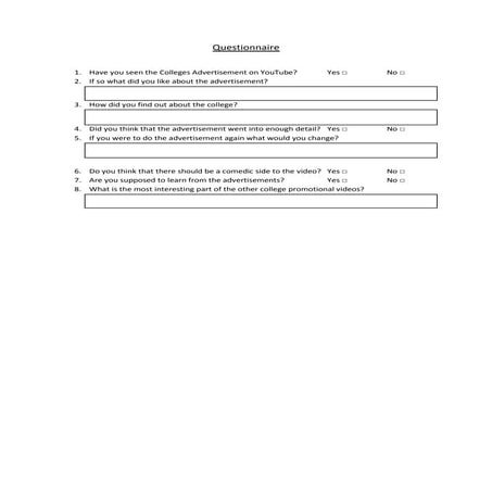 Questionnaire on the creative media btec course | DOCX