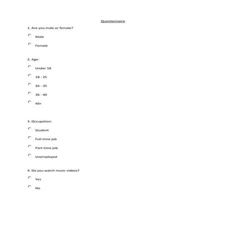 Music video questionnaire | DOCX