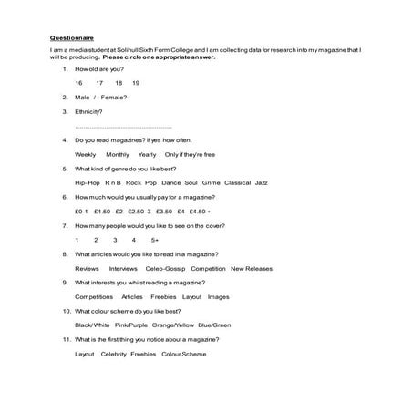 Questionnaire | DOCX