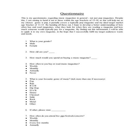 Questionnaire 2 (pop genre) | DOCX