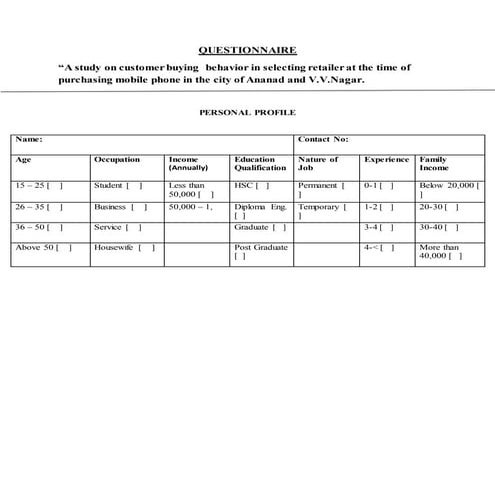 Questionnaire | DOCX