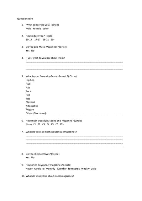 Questionnaire | PDF