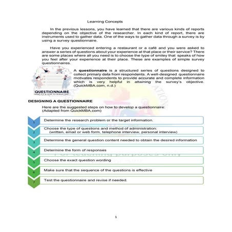 QUESTIONNAIRE IN TEACHING ................