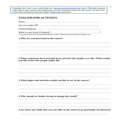 Questionnaire  english for activists