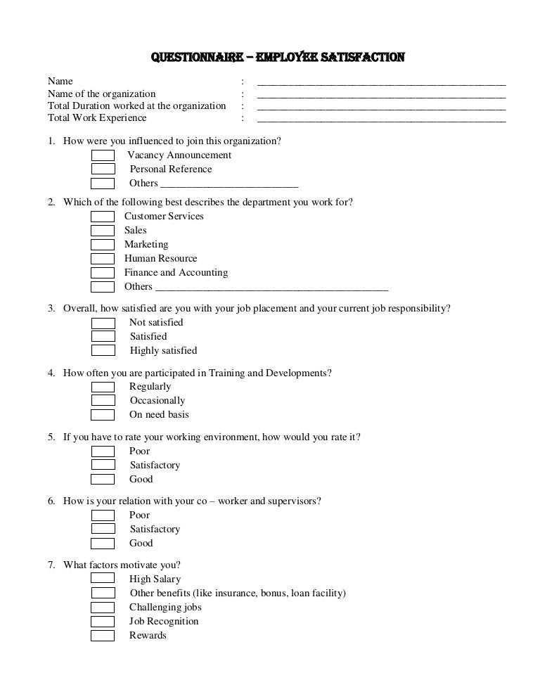 Questionnaire 1