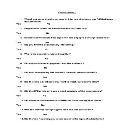 Questionnaire 1 | DOCX