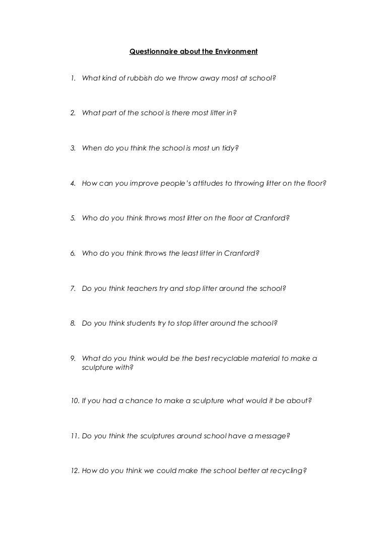 Questionnaire about the environment