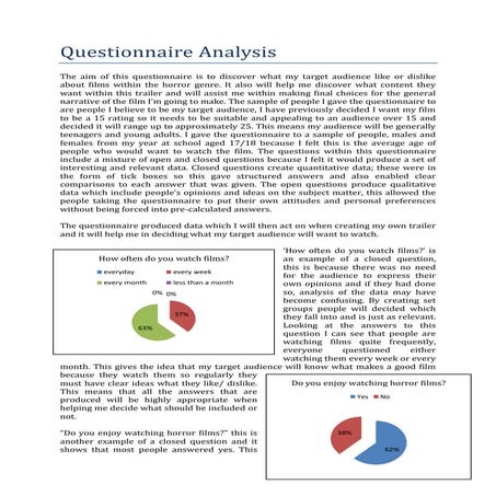 Questionnaire analysis