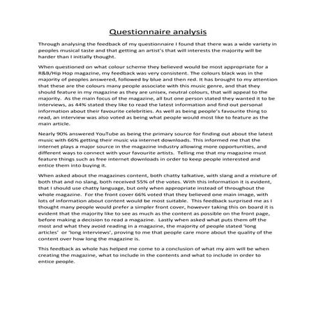 Questionnaire analysis