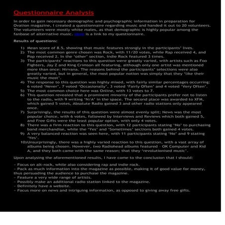 Questionnaire Analysis