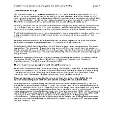 Questionnaire analysis using_spss