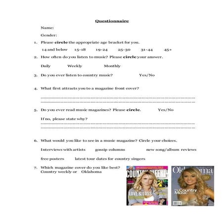 Questionnaire And Analysis