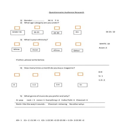 Audience research - questionnaire and tally | DOCX